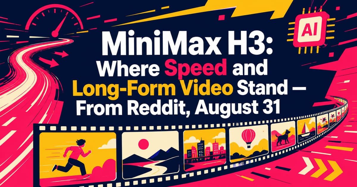 MiniMax H3: estado actual de la velocidad y la generación de vídeos largos — desde Reddit, 31 de agosto