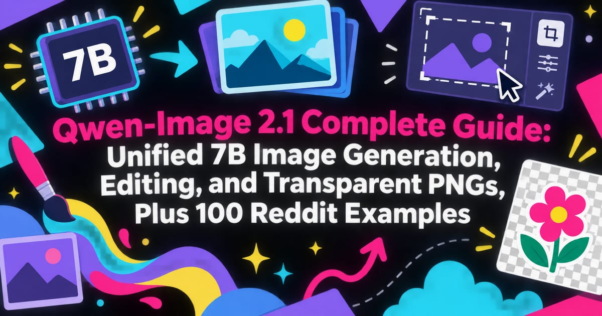 Guía completa de Qwen-Image 2.1: integra generación, edición y PNG transparentes con 7B; 100 ejemplos populares en Reddit