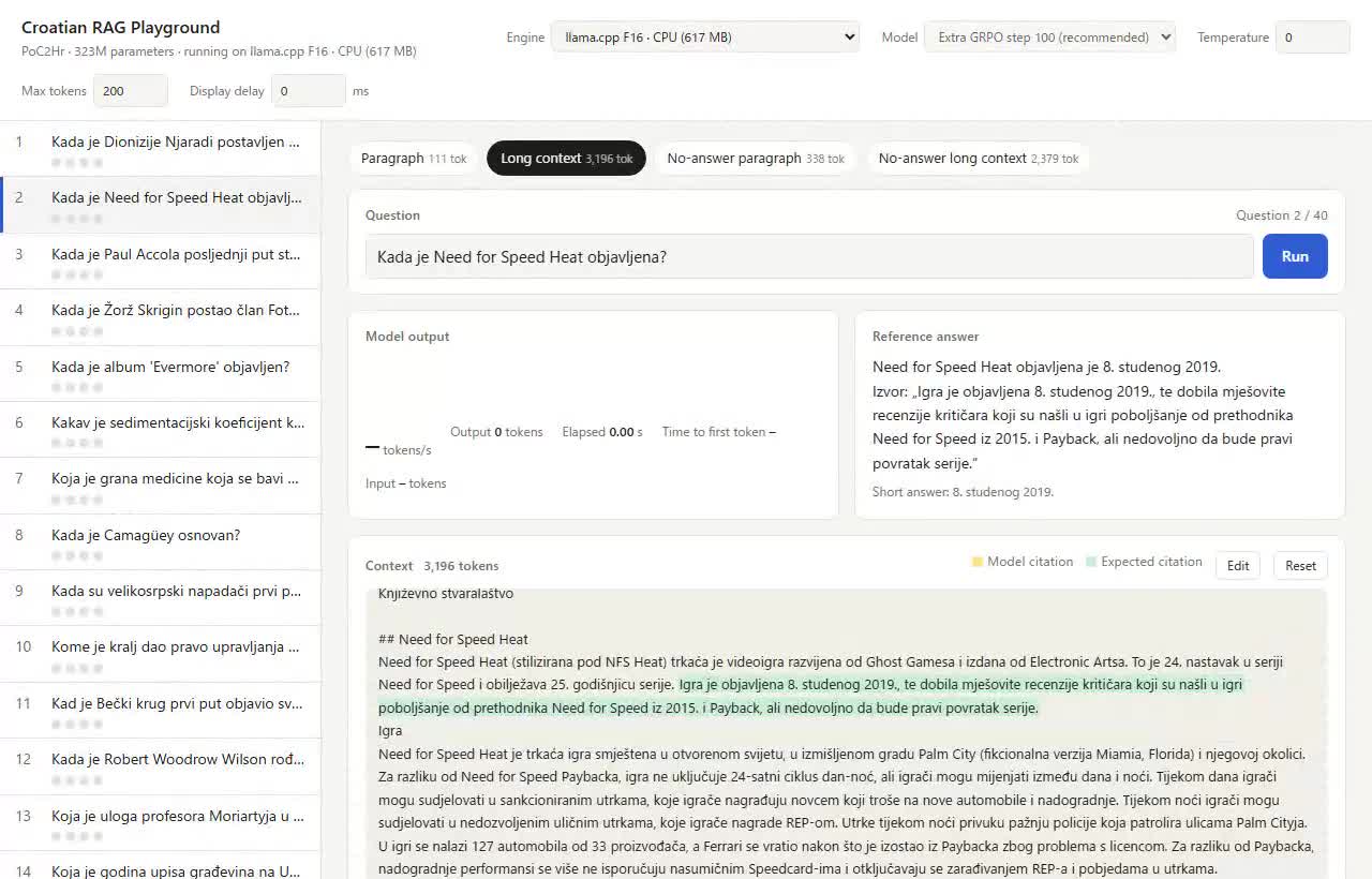 llama.cpp F16 ejecutándose en CPU para responder una pregunta con contexto largo