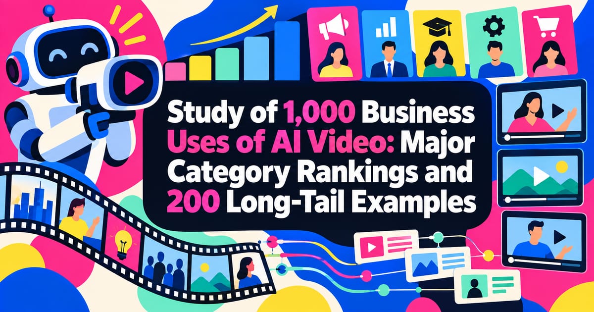 Encuesta de 1.000 usos empresariales del vídeo con IA: ranking de categorías principales y 200 casos de cola larga